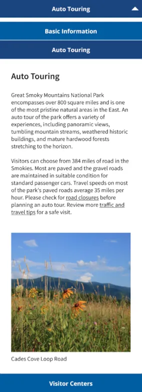 Expanded-menu mobile tabs showing a duplicate Auto Touring label above the content