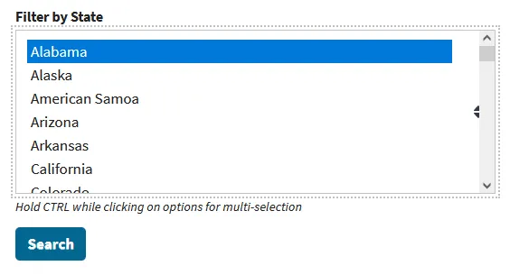 Original Medicaid.gov Advanced Search multi-select control