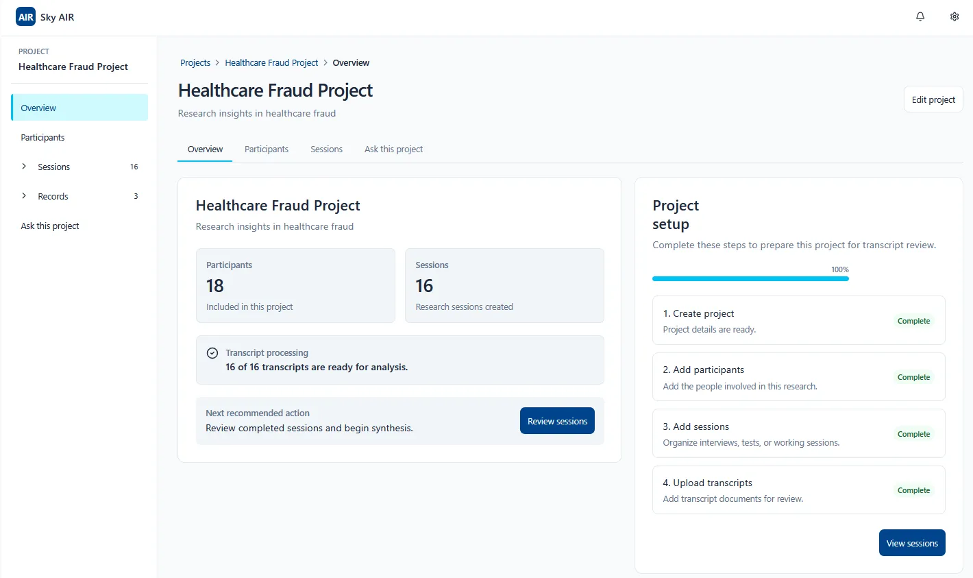 Sky AIR evidence-first qualitative research platform